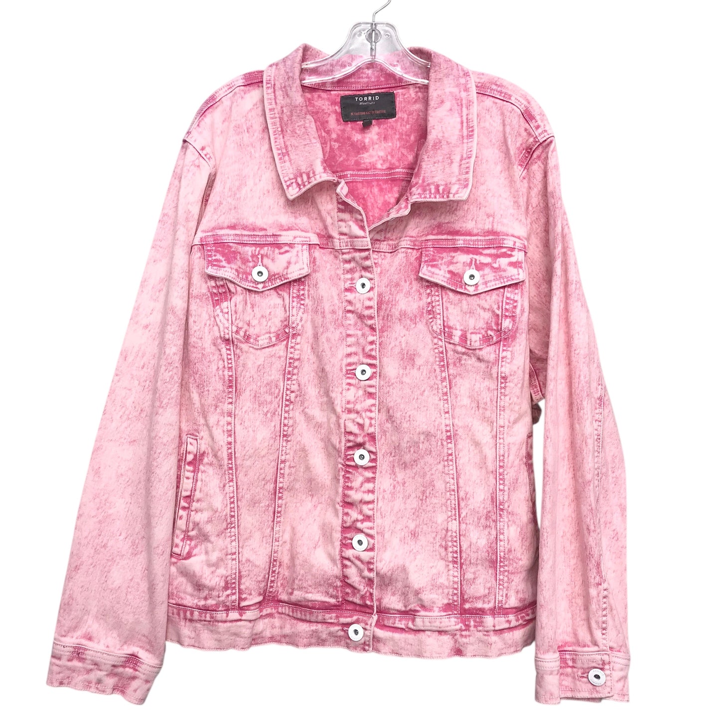 Jacket Denim By Torrid In Pink Denim, Size:4X