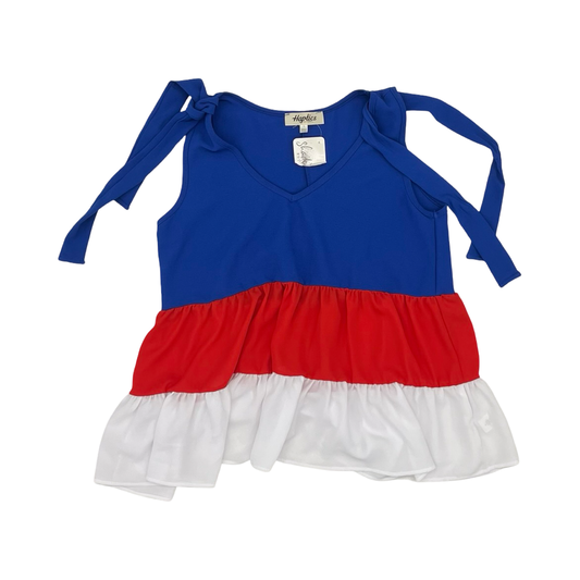 Blouse Sleeveless By Haptics In Blue Red & White, Size:S