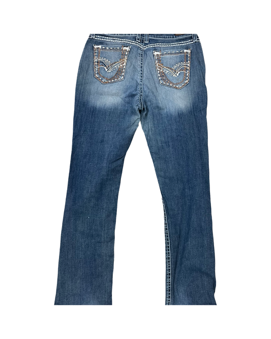 Jeans Boot Cut By Wrangler In Blue Denim, Size:14