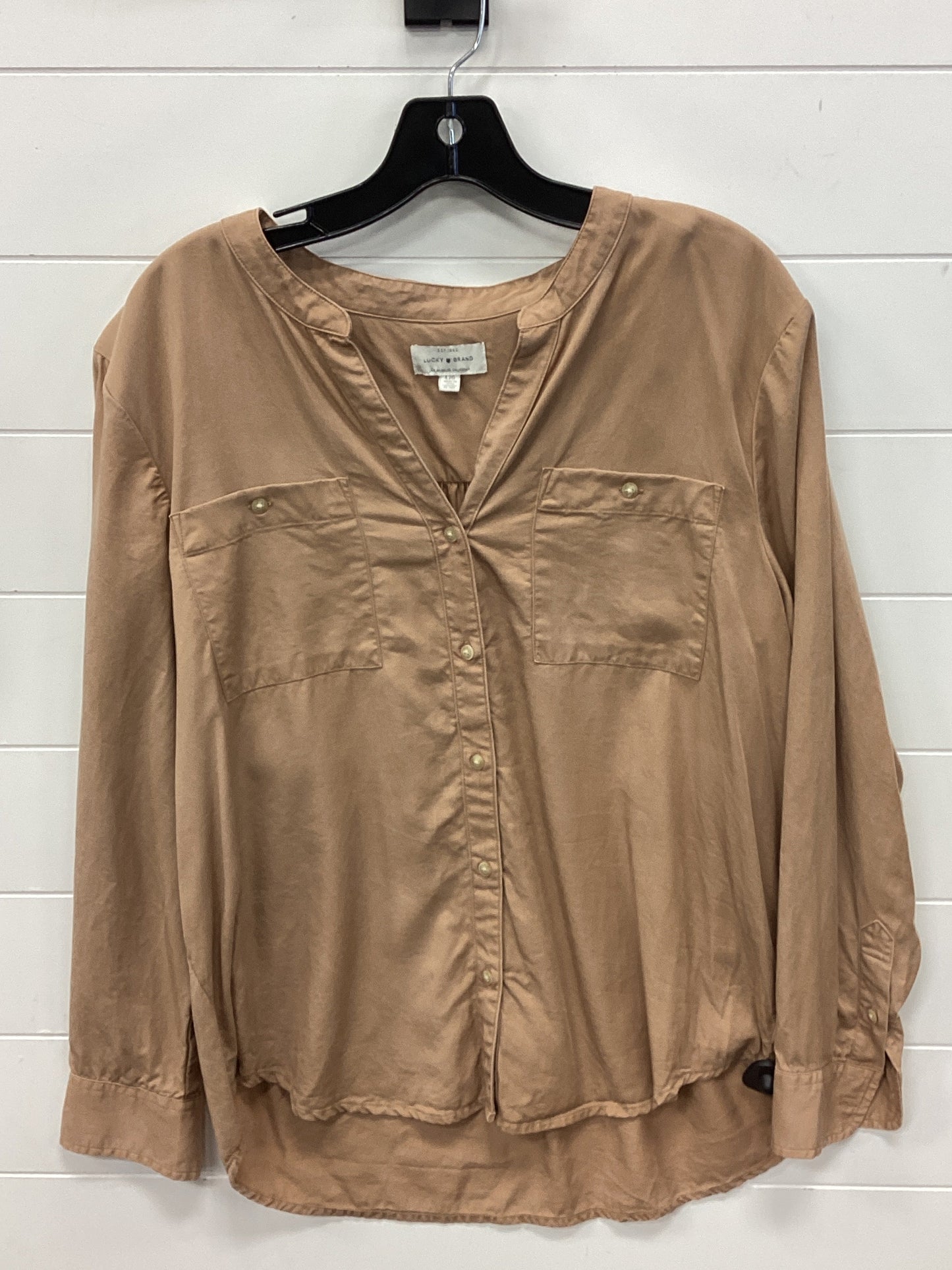 Blouse Ls By Lucky Brand In Brown, Size:L
