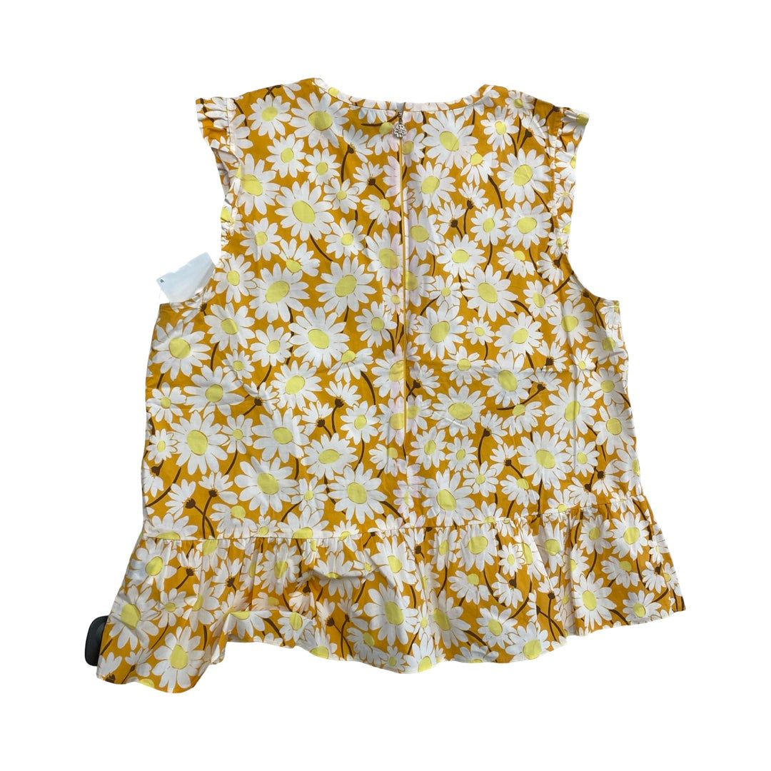 Top Ss Designer By Kate Spade In White & Yellow, Size:16
