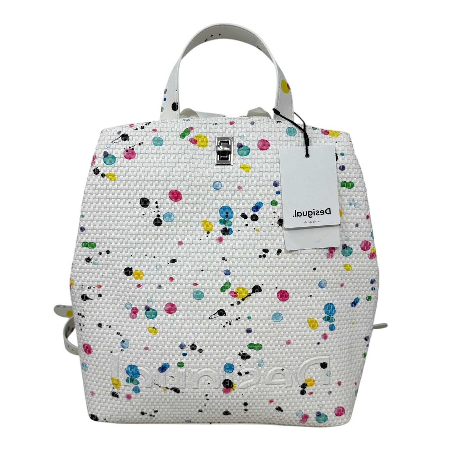 Summy Mini Backpack In Vintasplatter Braided Crudo Beige By Desigual, Size: Medium