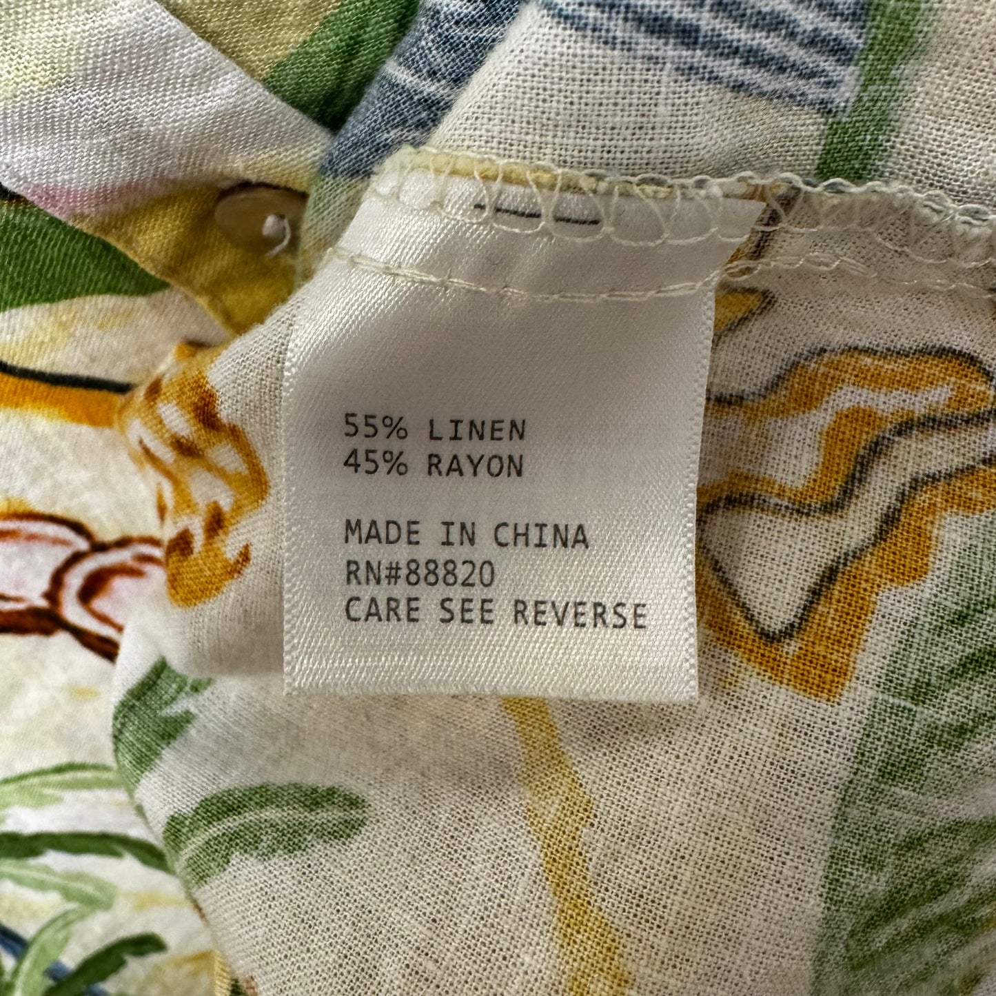 Linen-Rayon Top Short Sleeve By Rachel Zoe In Tropical Print, Size: M