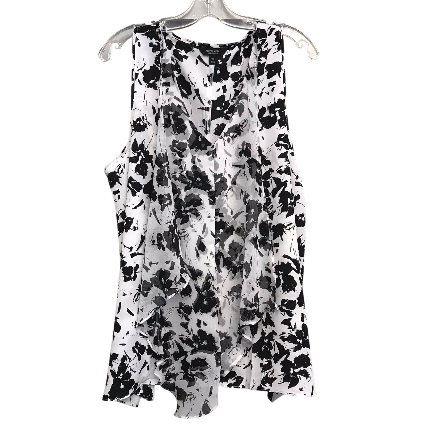 Top Sleeveless By Simply Vera In Black & White, Size:Xs