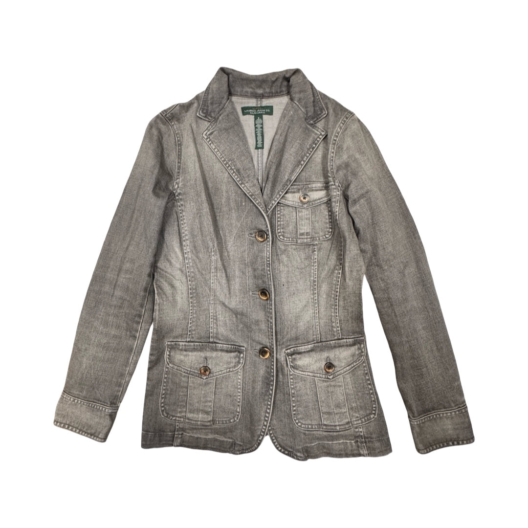 Jacket Denim By Lauren By Ralph Lauren In Grey, Size:6