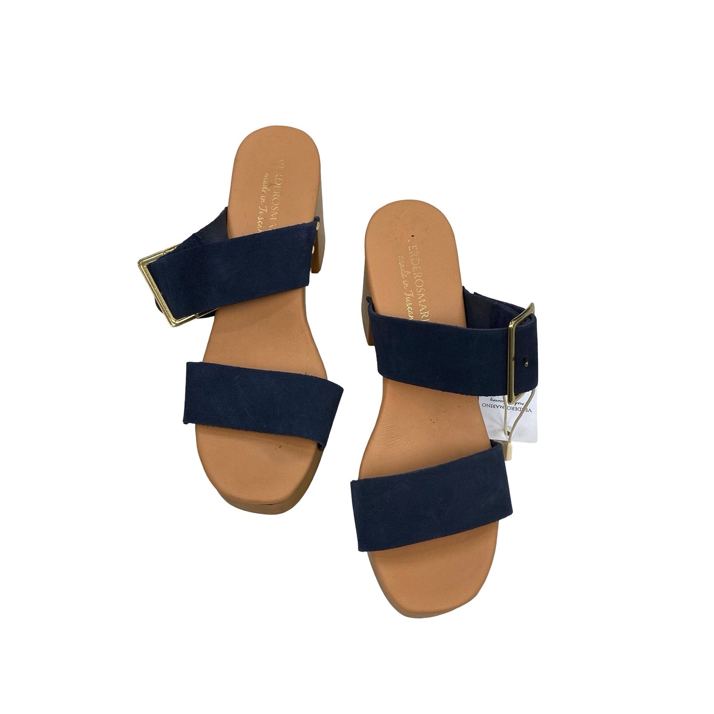 Sandals Heels Block By Verderosmarino In Navy, Size:9