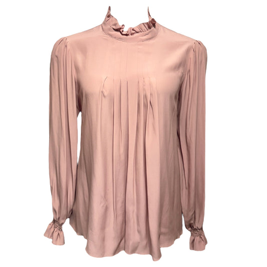 Ruffle Neck Pleated Blouse Designer By See By Chloe In Anemone Pink, Size: US 8/FR 44