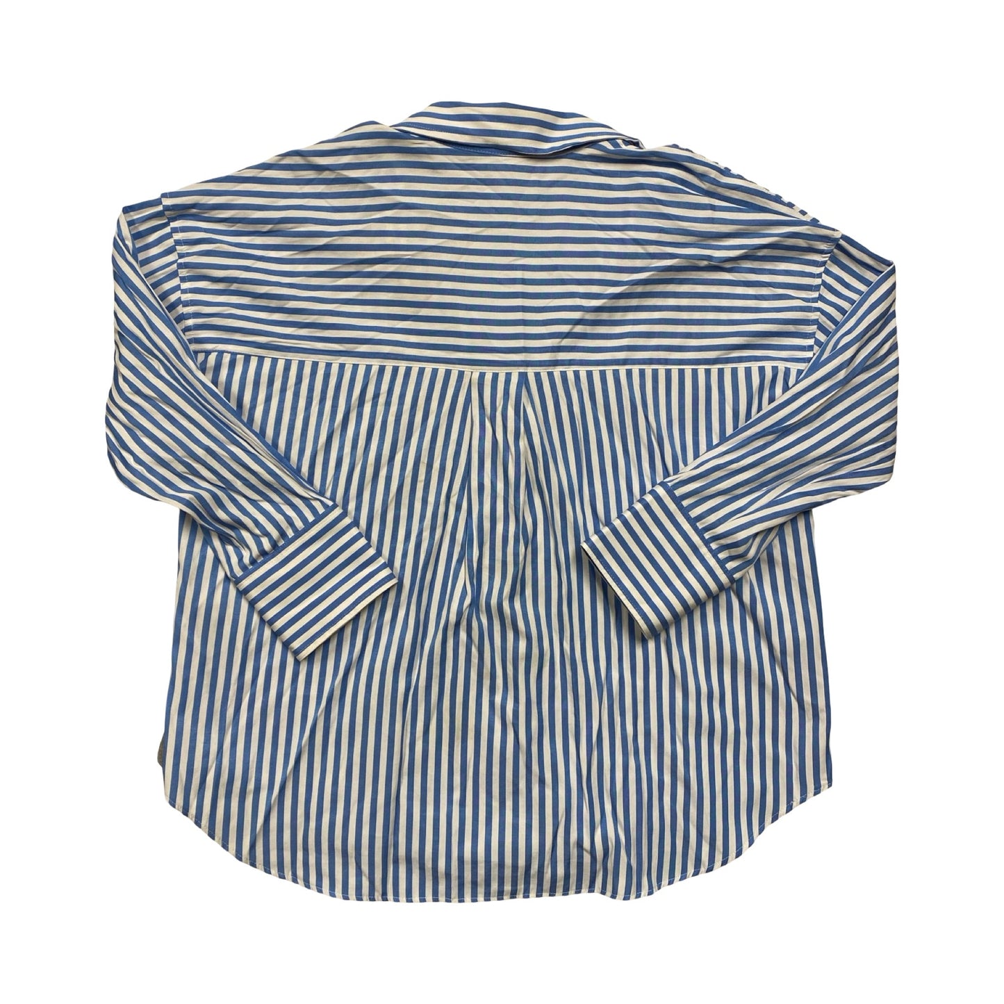 Top 3/4 Sleeve By Zara In Blue & White, Size:M