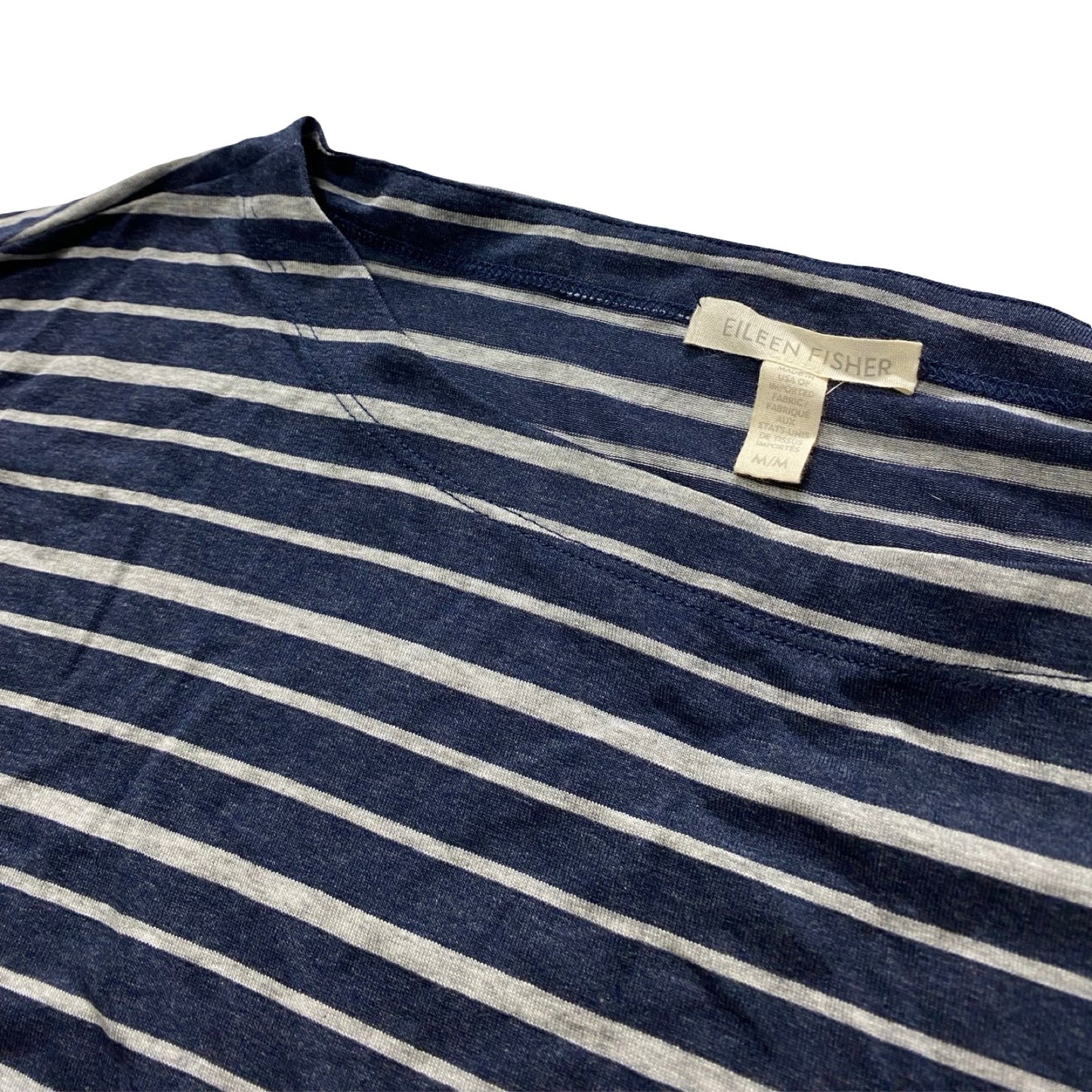Top 3/4 Sleeve Designer By Eileen Fisher In Striped Pattern, Size:M