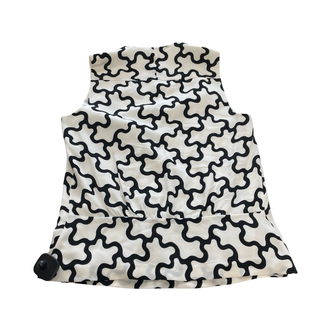 Top Sleeveless Designer By Diane Von Furstenberg In Black & Cream, Size:4