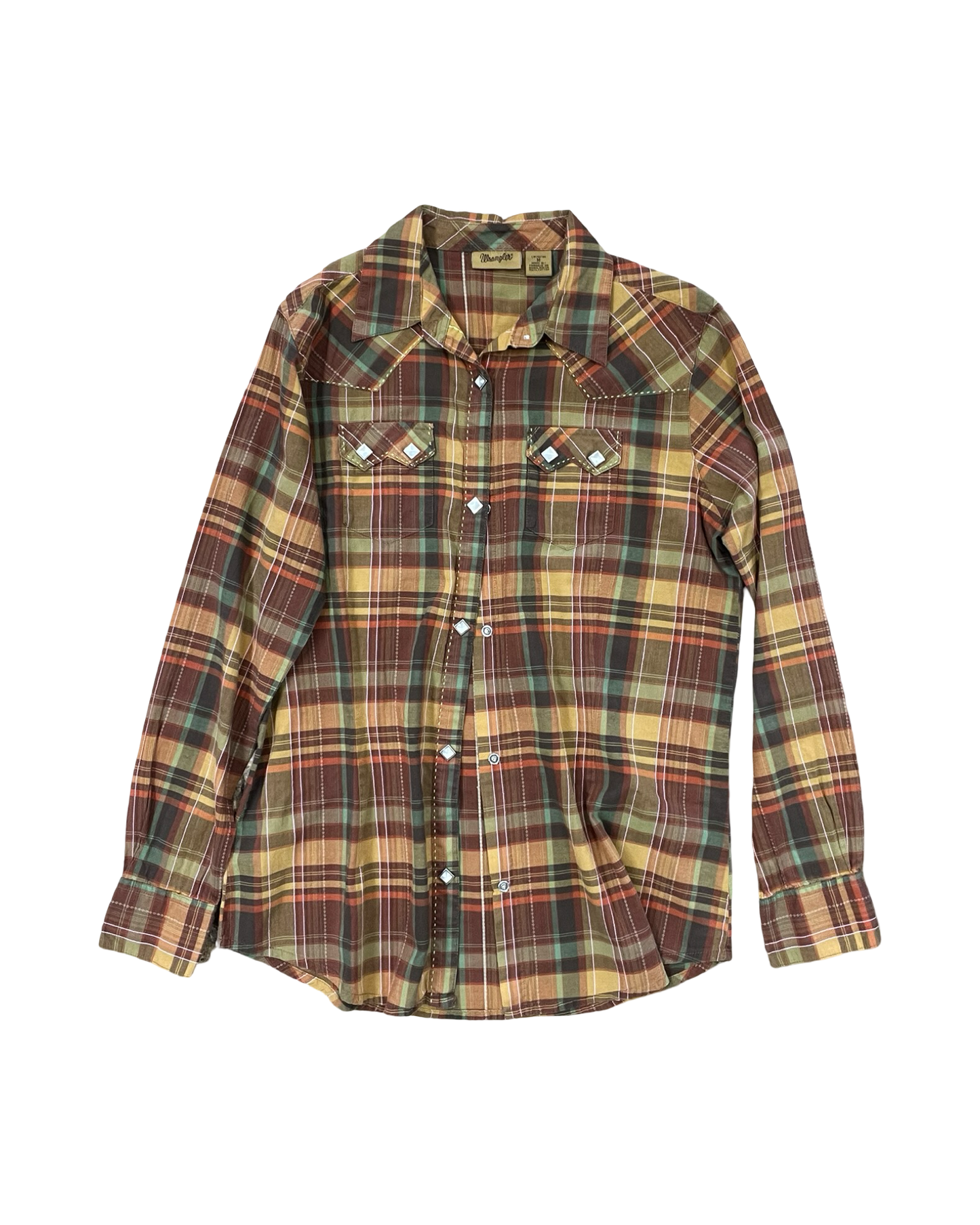 Blouse Ls By Wrangler In Brown & Yellow, Size:M