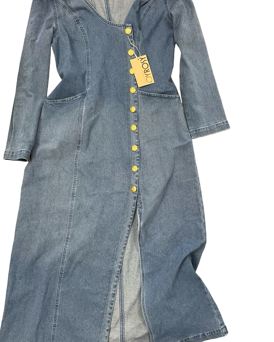 Dress Casual Maxi By Clothes Mentor In Blue Denim, Size:S