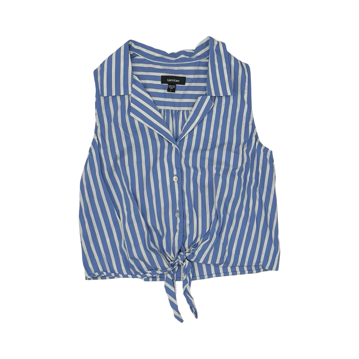 Blouse Sleeveless By Karen Kane In Blue & White, Size:L
