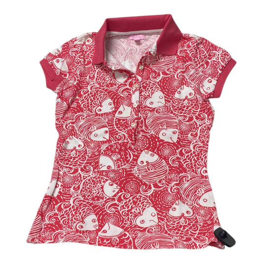 Top Ss Designer By Lilly Pulitzer In Pink & White, Size:Xs