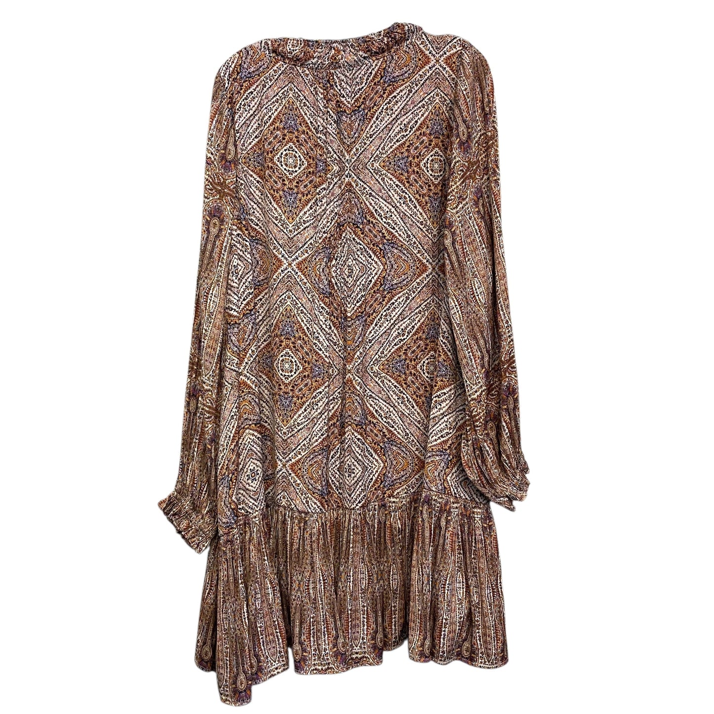 Dress Casual Short By Anthropologie In Cream & Orange, Size:2X