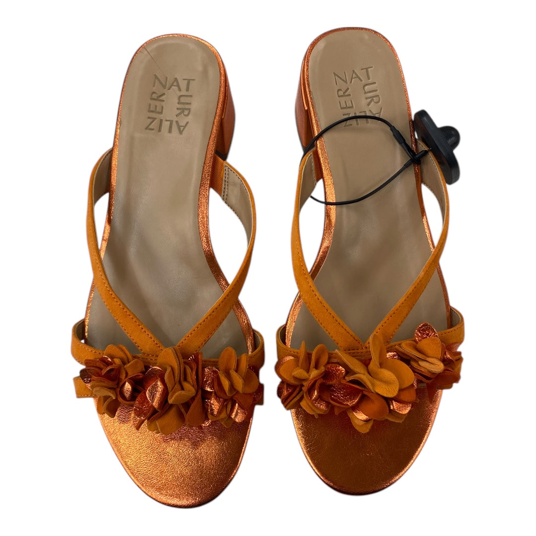 Sandals Heels Block By Naturalizer In Orange, Size:8