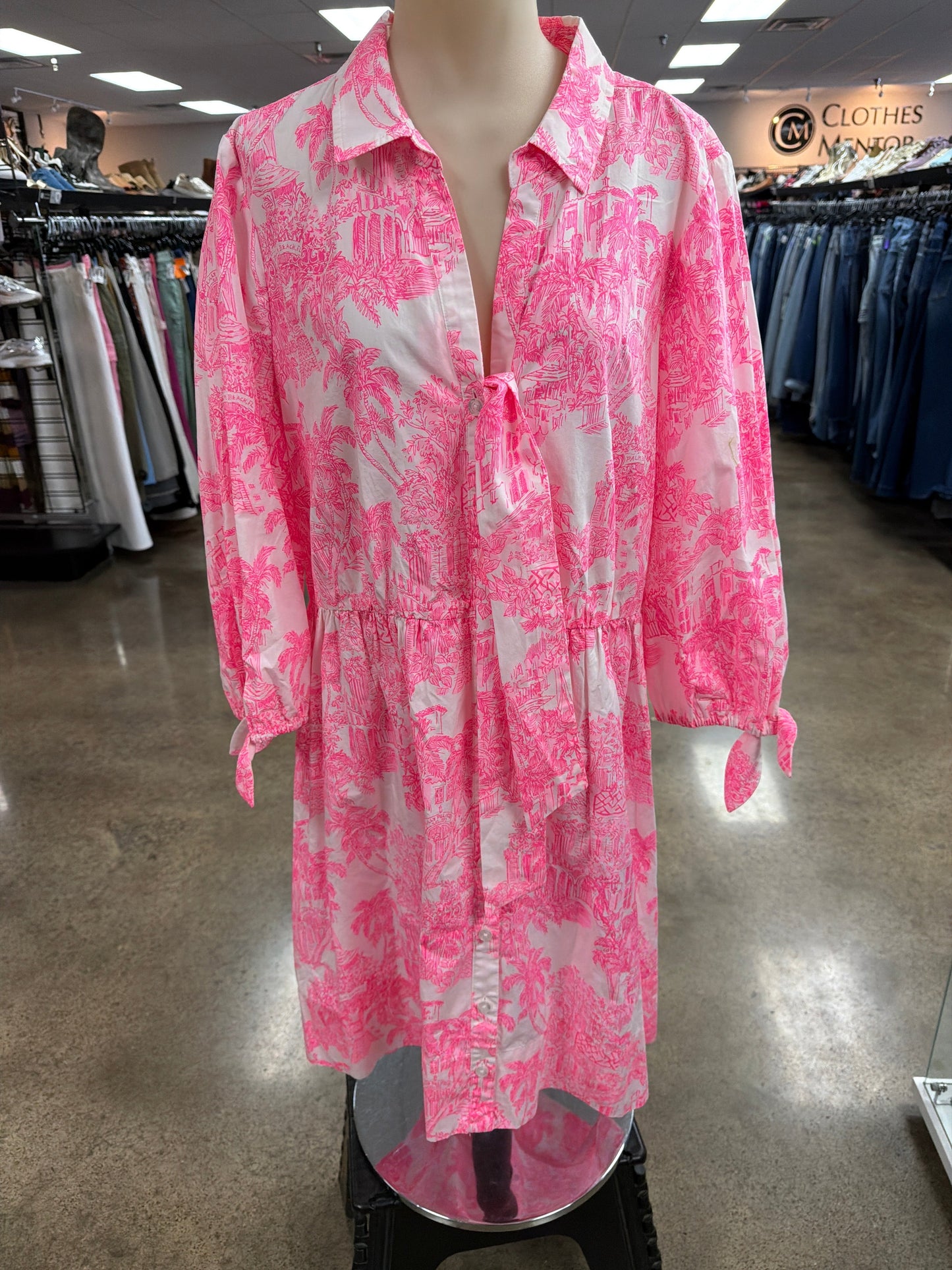 Dress Designer By Lilly Pulitzer In Pink & White, Size:16