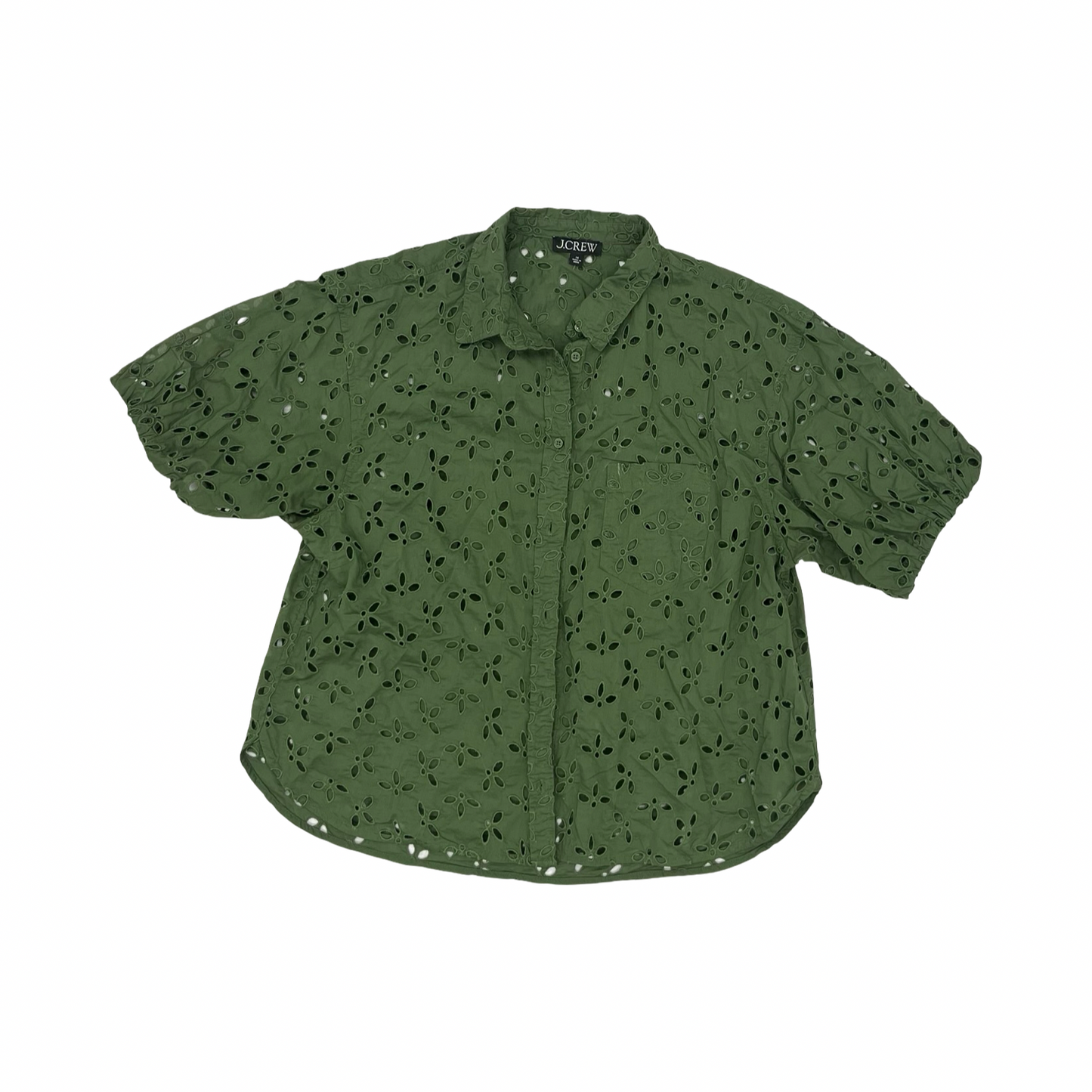 Blouse Ss By J. Crew In Green, Size:Xl