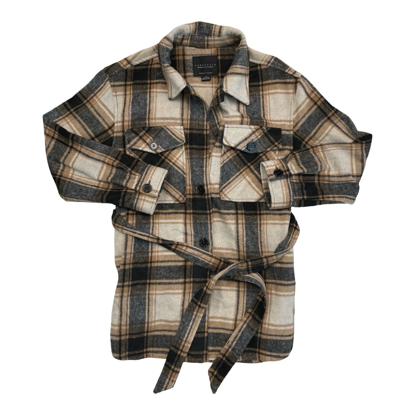 Jacket Fleece By Sanctuary In Plaid Pattern, Size:M