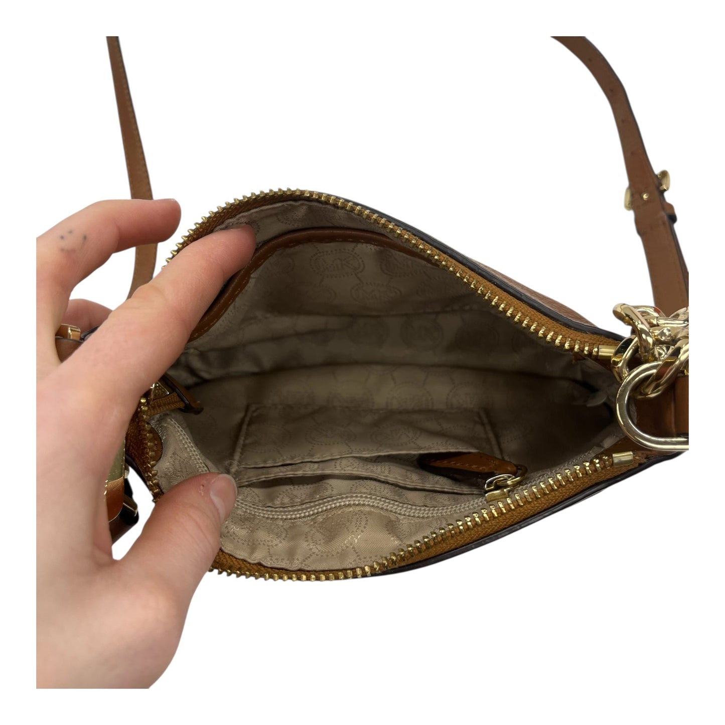 Crossbody Designer By Michael Kors In Brown, Size:Small