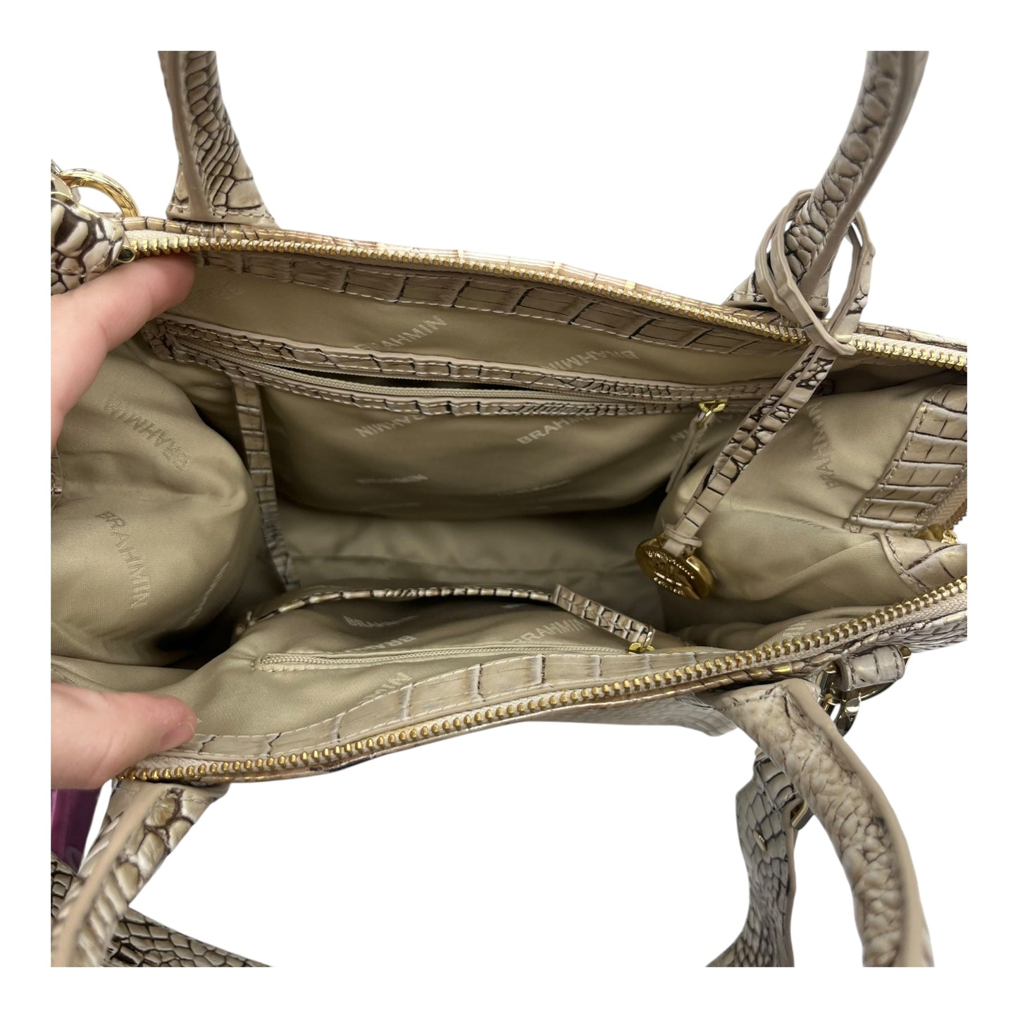 Handbag Designer By Brahmin In Tan, Size:Medium