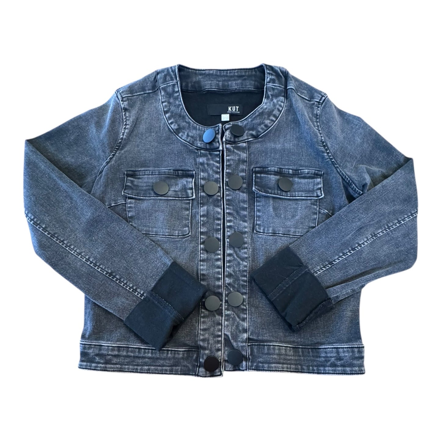 Jacket Denim By Kut In Grey Denim, Size:M