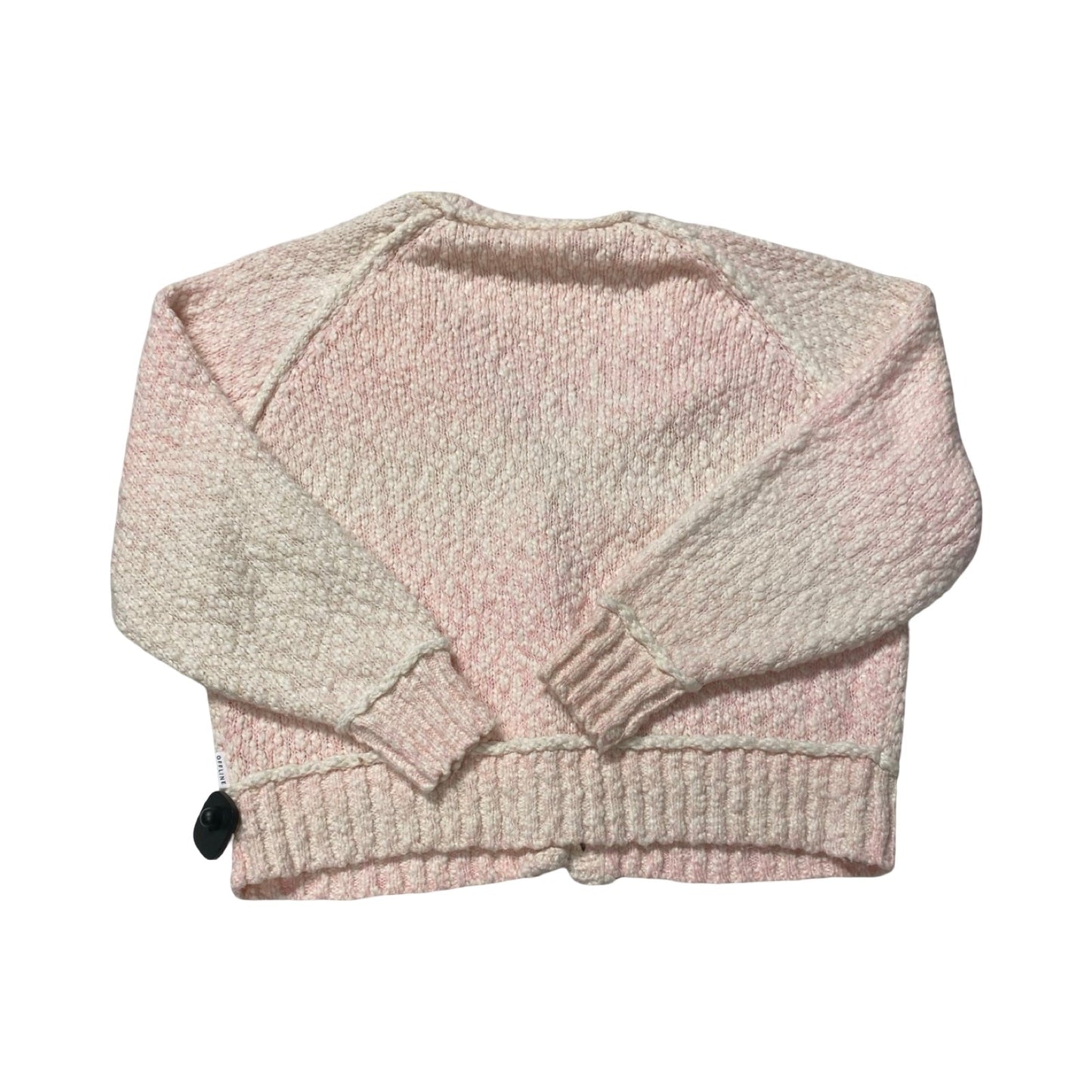 Sweater Cardigan By Aerie In Pink & White, Size:S
