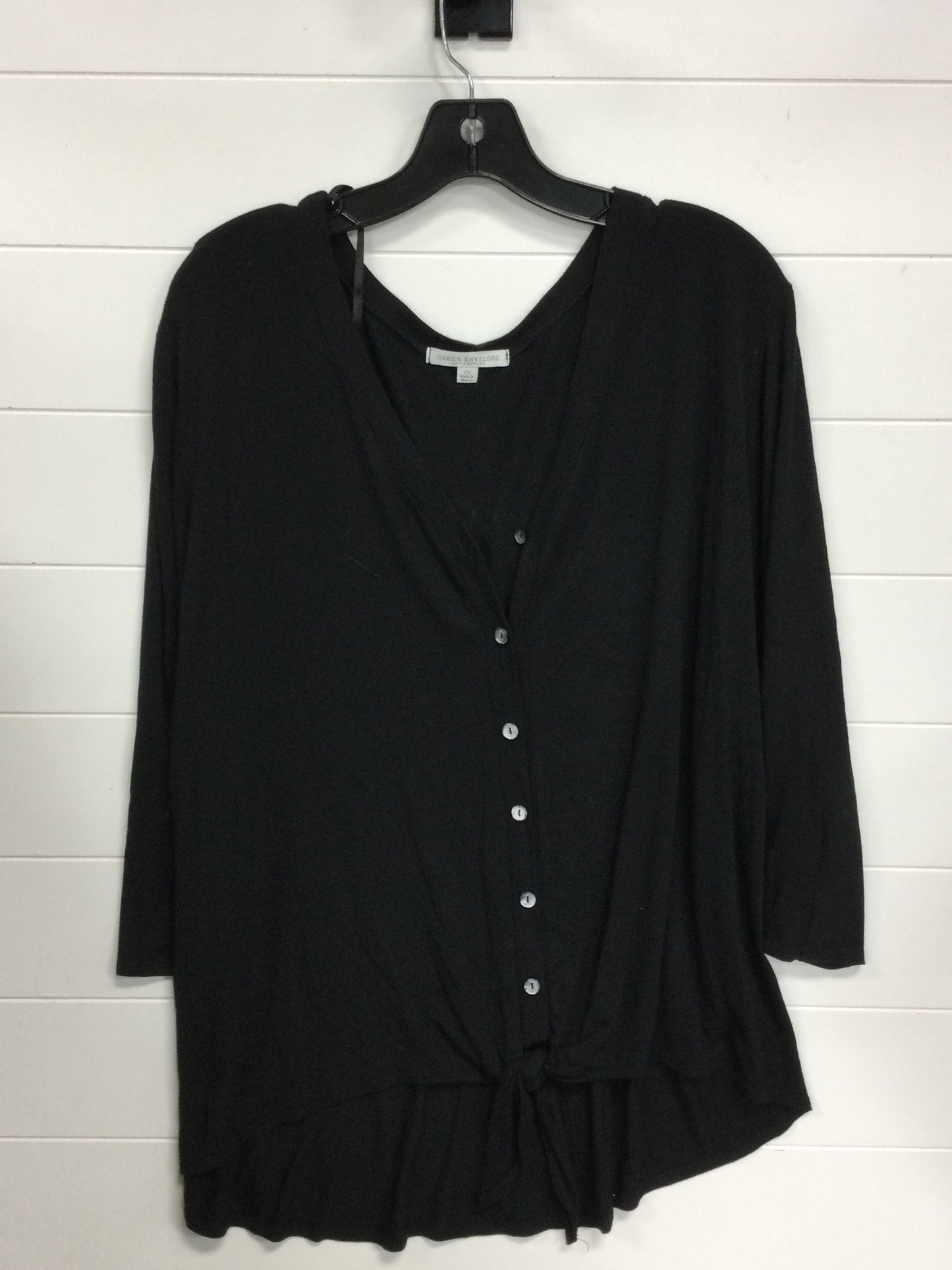 Top Ls By Green Envelope In Black, Size:2X