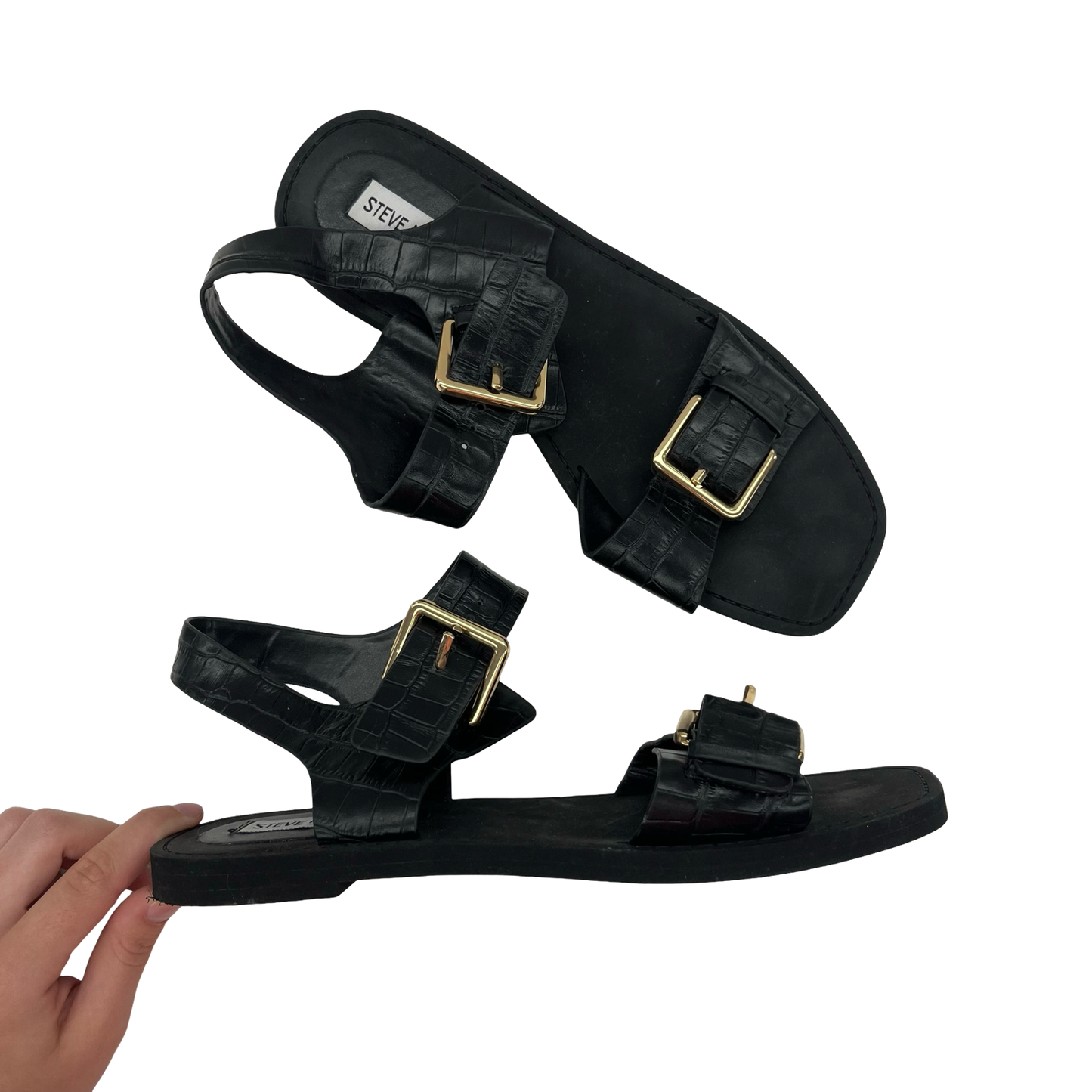 Sandals Flats By Steve Madden In Black, Size:10