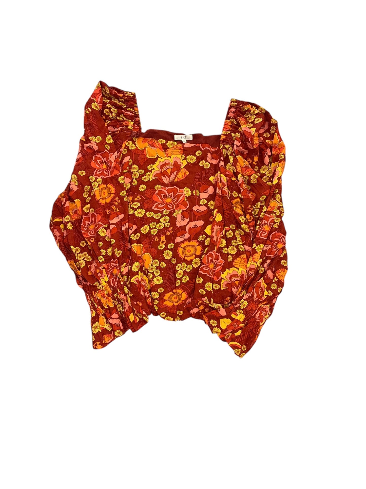 Blouse Ls By Easel In Red, Size:1X