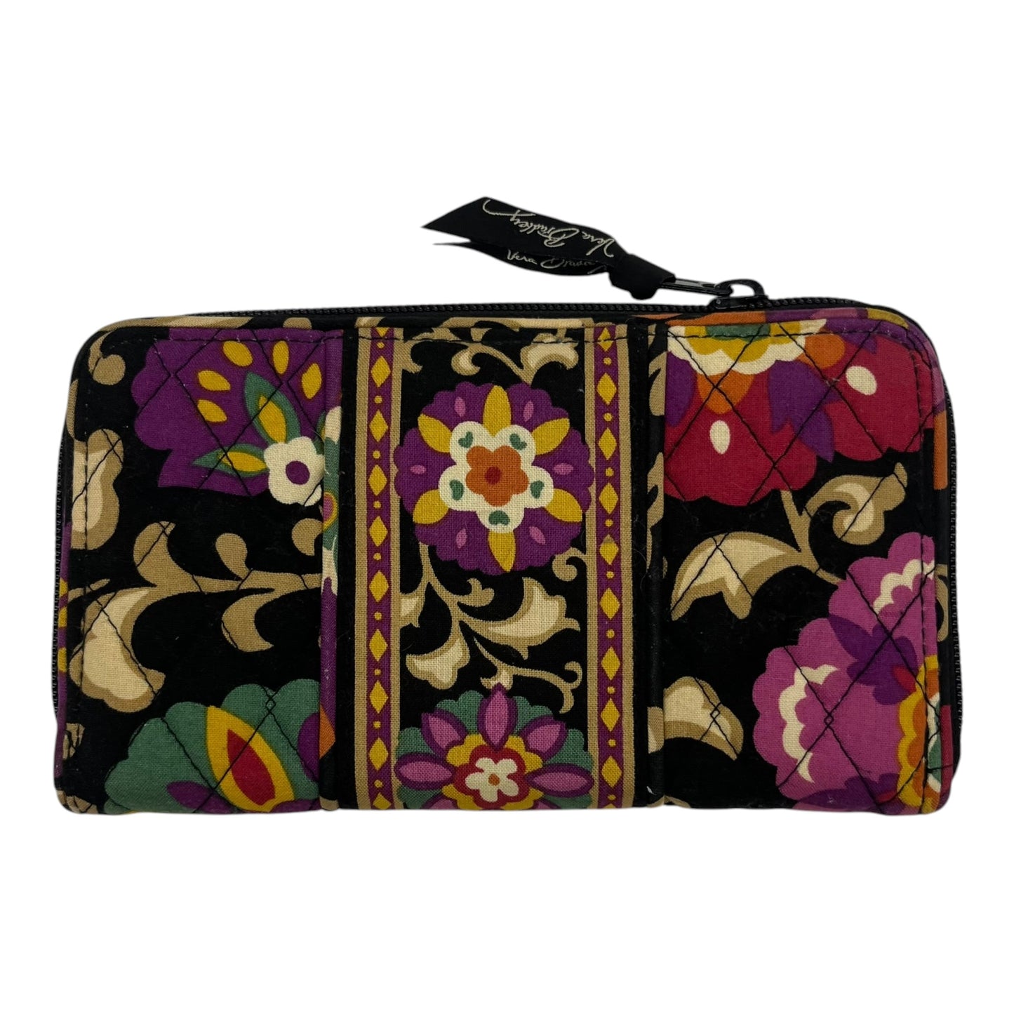 Wallet By Vera Bradley In Black & Gold, Size:Medium
