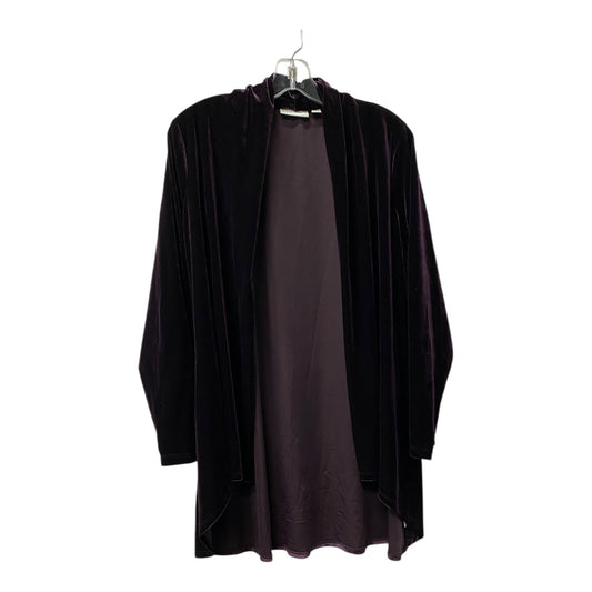 Cardigan By Susan Graver In Purple, Size:1X