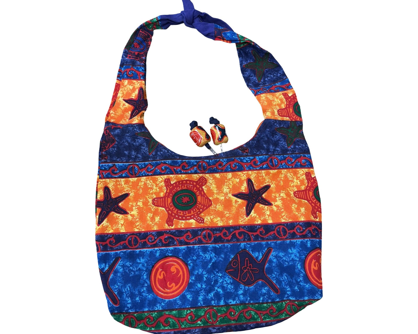 Tote By Clothes Mentor In Blue & Yellow, Size:Large