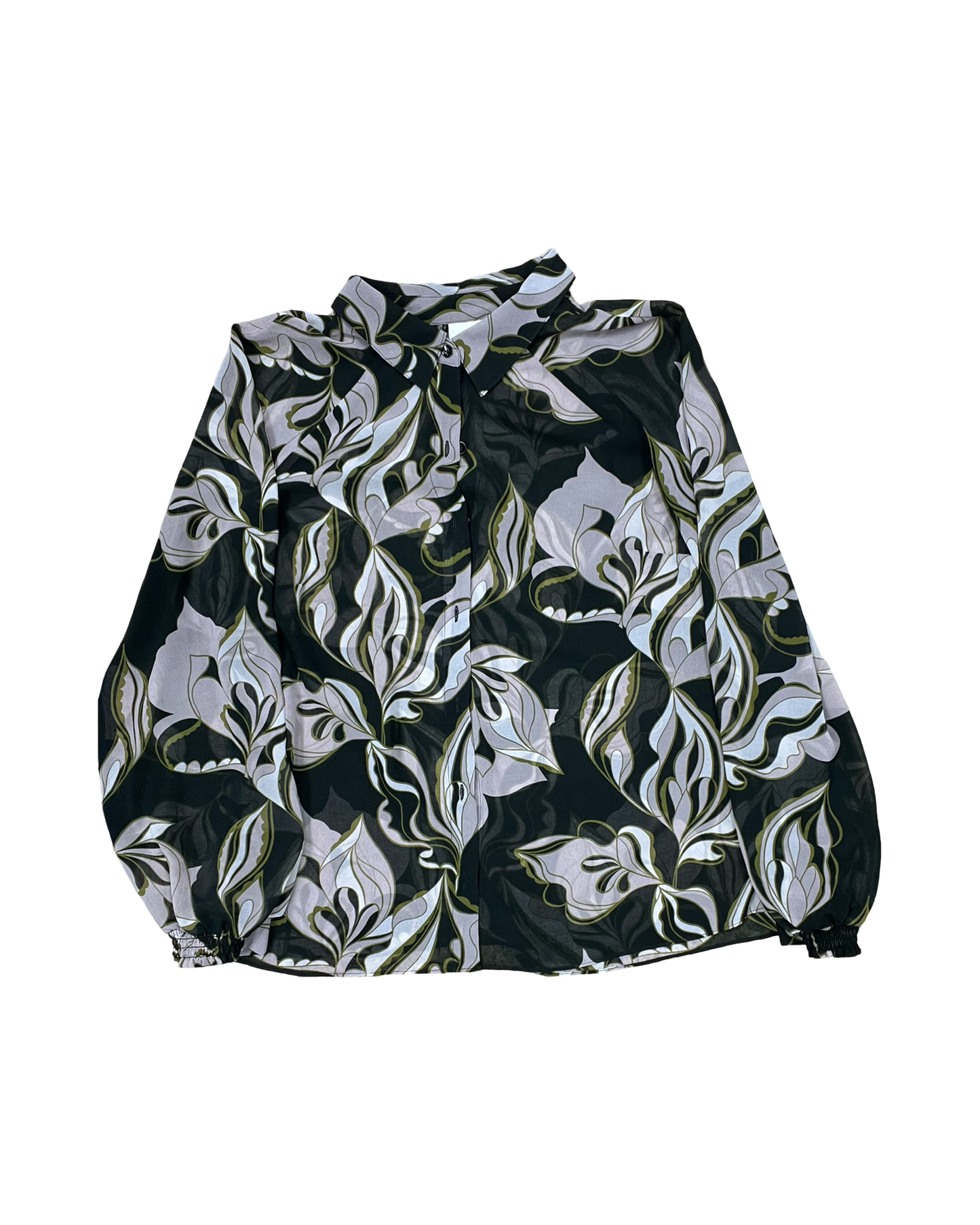 Blouse Ls By Cabi In Black & Green, Size:L