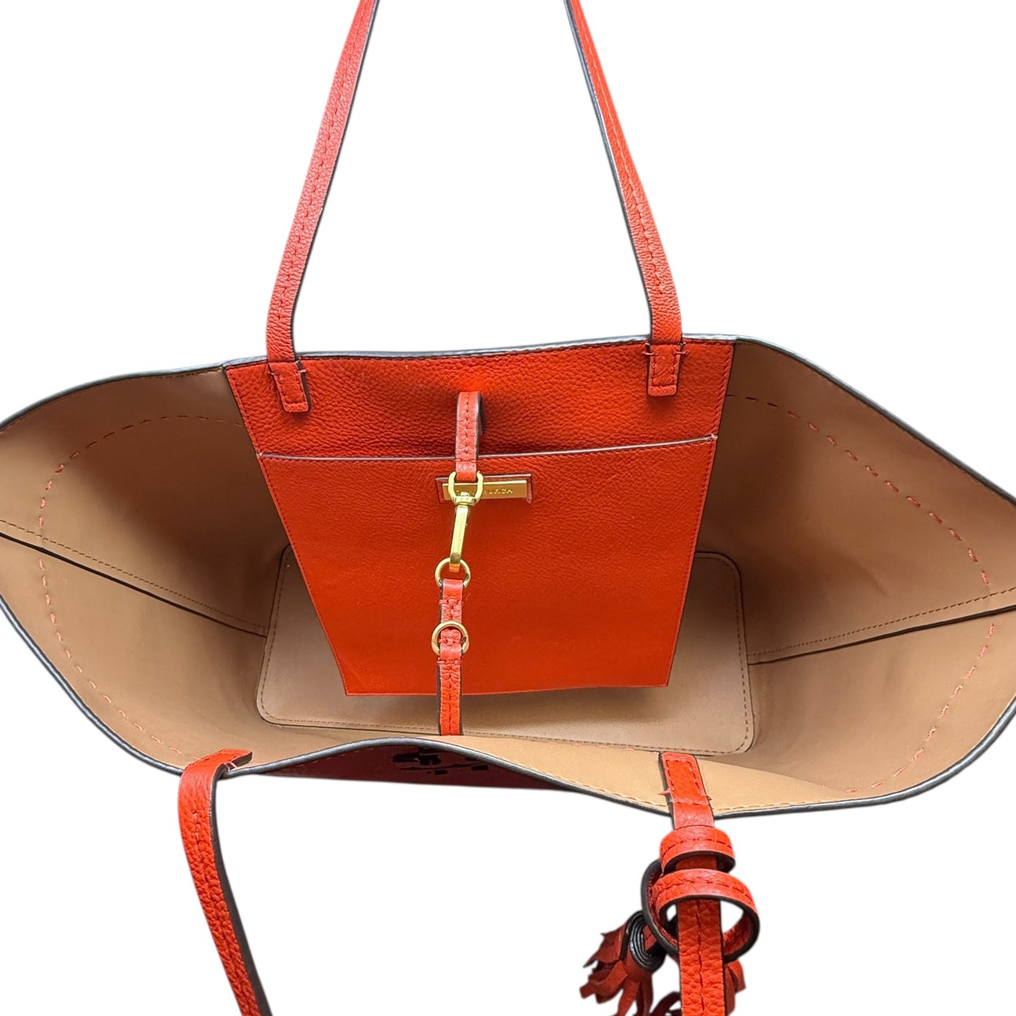 McGraw Pebbled Leather Tote Designer By Tory Burch, Size: Large