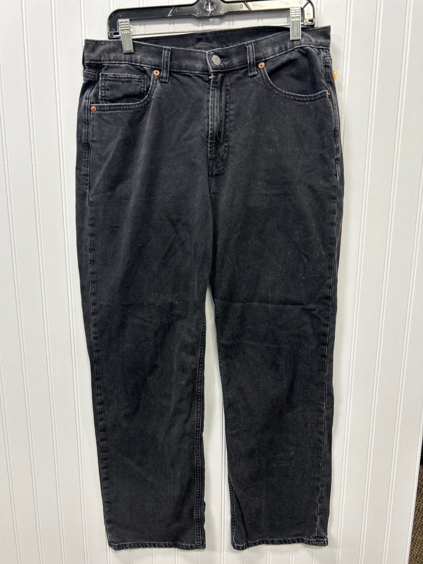 Jeans Wide Leg By Levis In Black Denim, Size:10