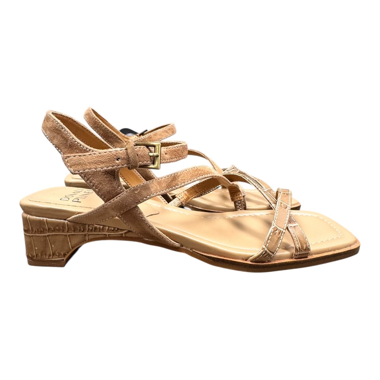 Sandals Heels Block By Donald Pliner In Tan, Size:7