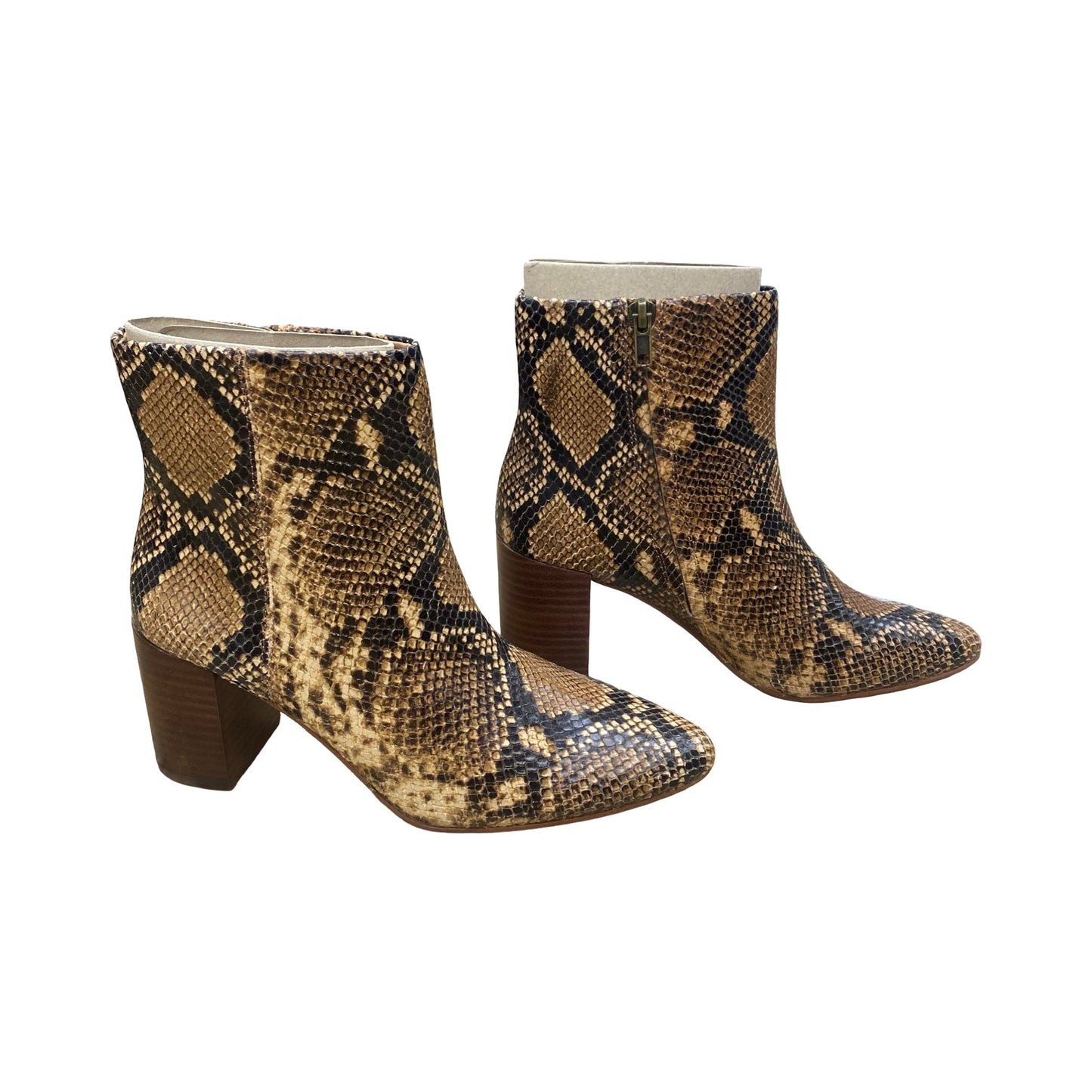 Boots Ankle Heels By Madewell In Snakeskin Print, Size:6