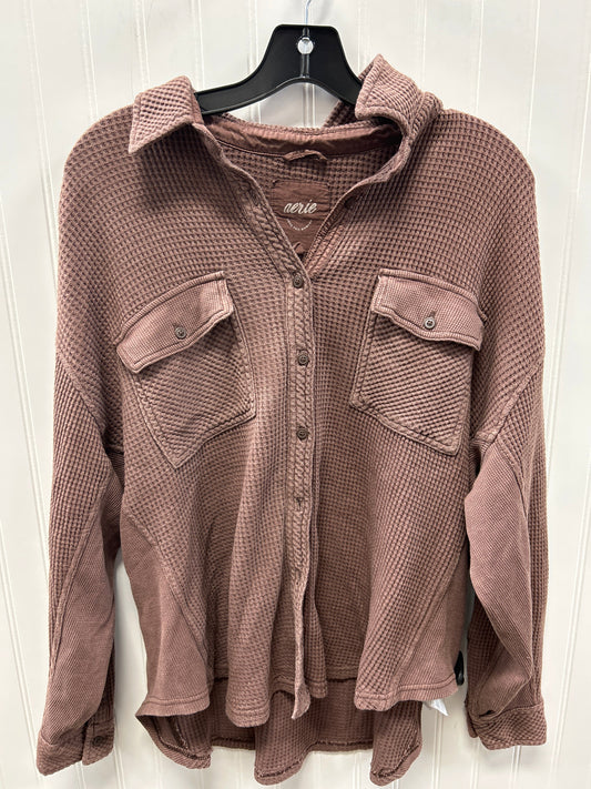 Jacket Shirt By Aerie In Brown, Size:S