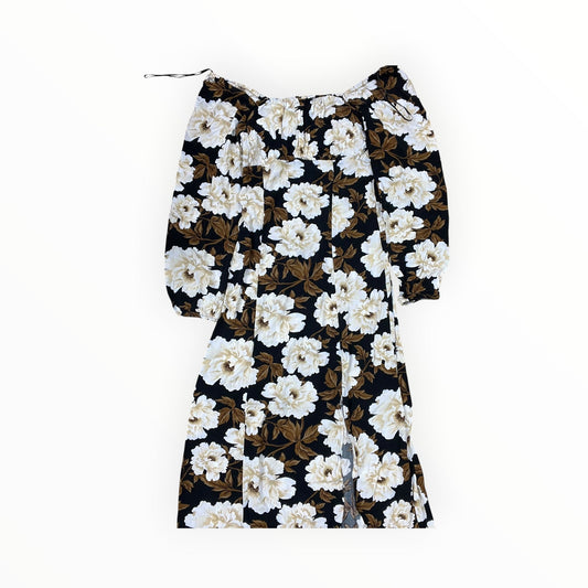 Dress Casual Midi By Old Navy In Brown & Cream, Size:M