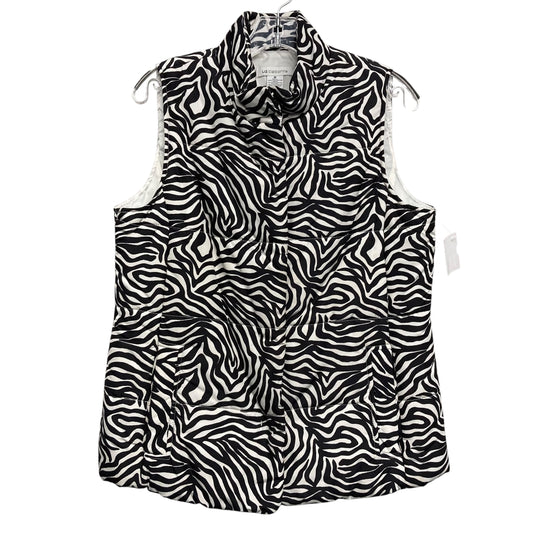Vest Puffer & Quilted By Liz Claiborne In Black & Cream, Size:M