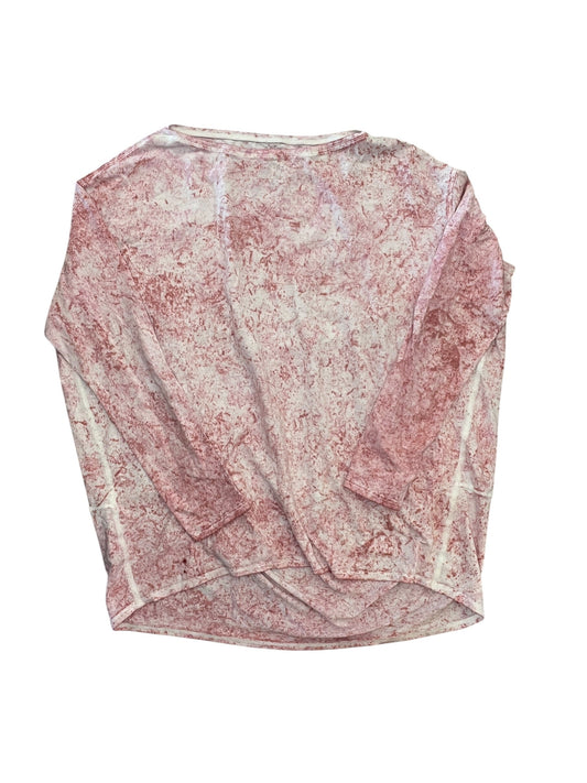 Athletic Top Ls Crewneck By Lululemon In Pink & White, Size:L