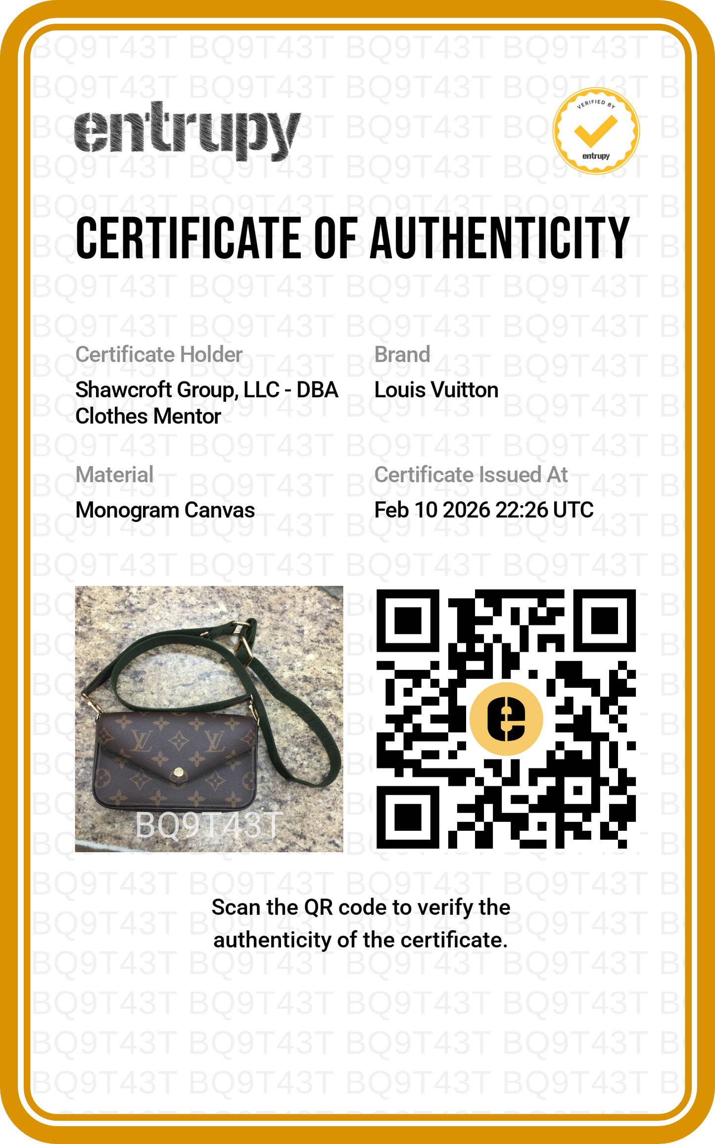 Crossbody Luxury Designer "Felicie Strap & Go" By Louis Vuitton, Size: Small