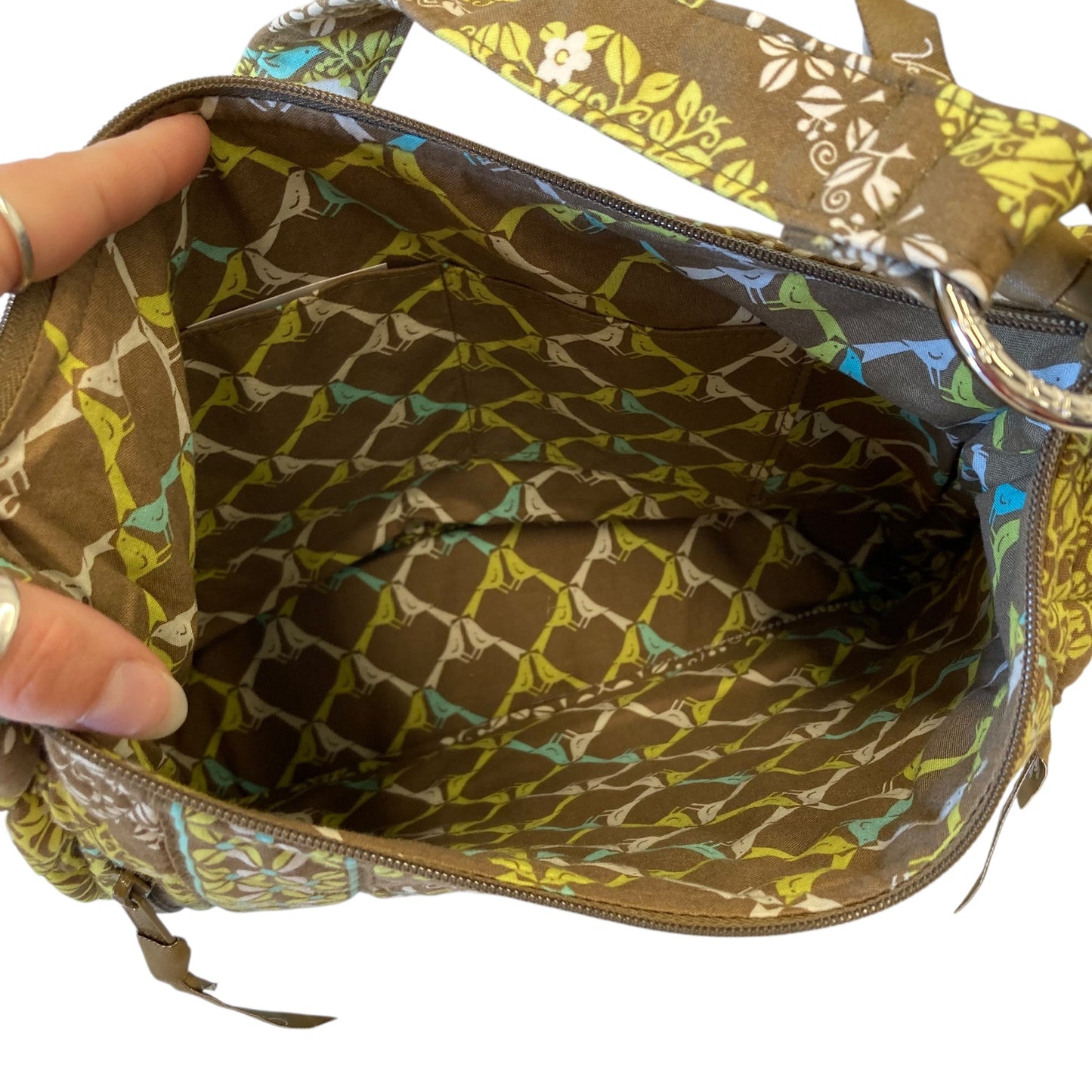 Handbag By Vera Bradley In Brown & Green, Size:Large