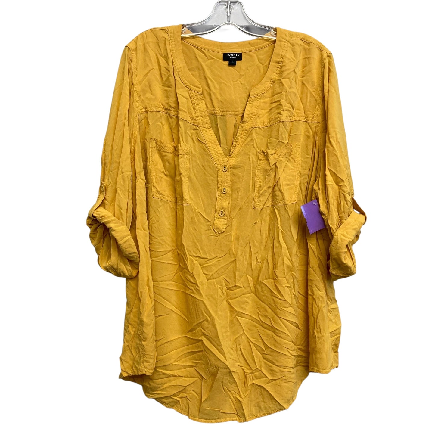 Top 3/4 Sleeve By Torrid In Yellow, Size:3X