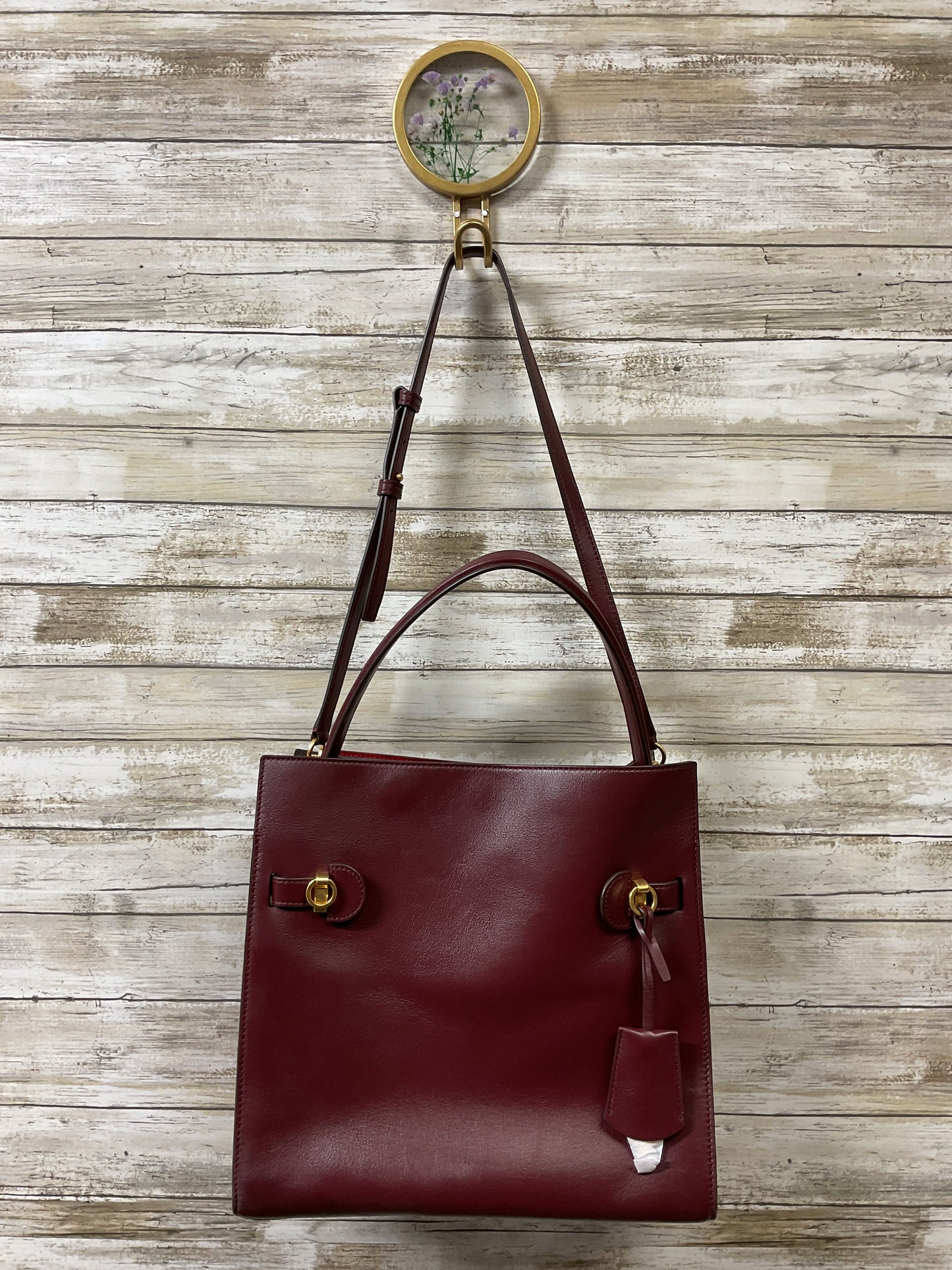Handbag Designer By Tory Burch In Maroon, Size:Large