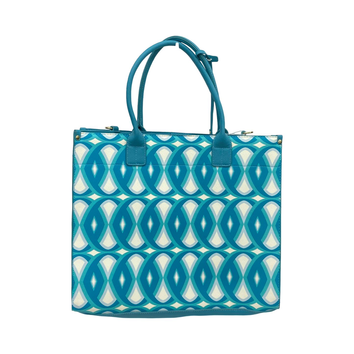 Handbag By Trina Turk In Blue & White, Size:Large