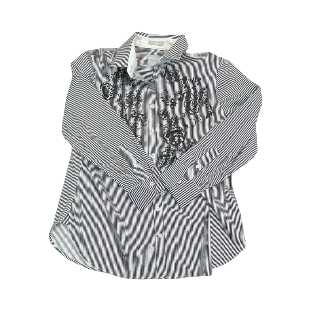 Blouse Ls By Chicos In Black & White, Size:S