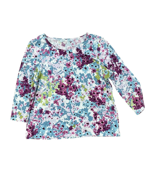 Top 3/4 Sleeve By Coldwater Creek In Floral Print, Size:M