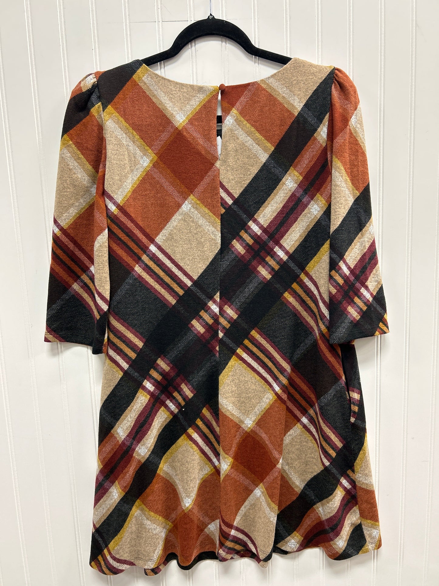 Dress Casual Midi By Cmc In Plaid Pattern, Size:Lp